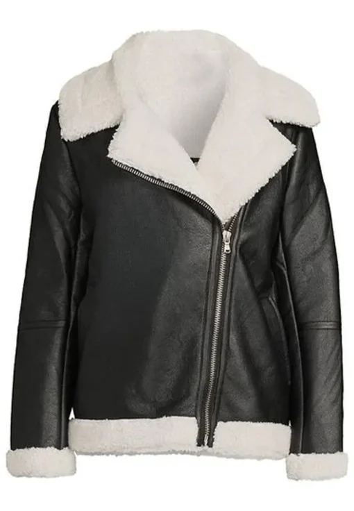 womens-black-faux-leather-white-shearling-jacket