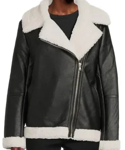 womens-black-faux-leather-white-shearling-jacket