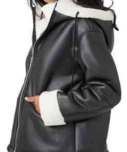 womens-black-faux-leather-white-shearling-jacket-with-hood