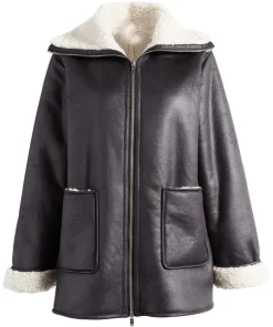womens-black-long-faux-leather-shearling-jacket