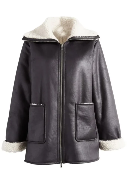 womens-black-long-faux-leather-shearling-jacket