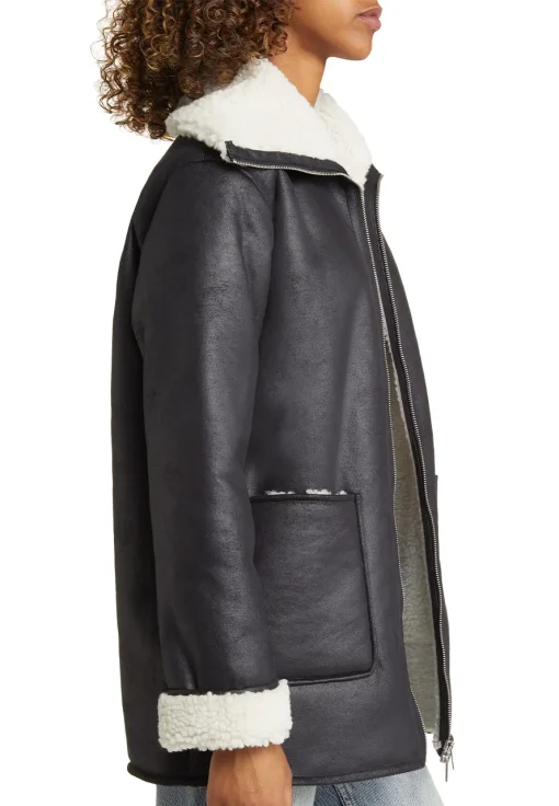womens-black-long-faux-leather-shearling-jacket