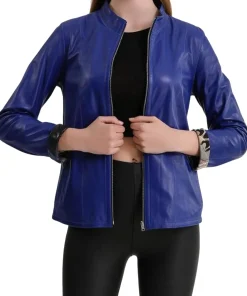womens-blue-faux-leather-stylish-biker-jacket