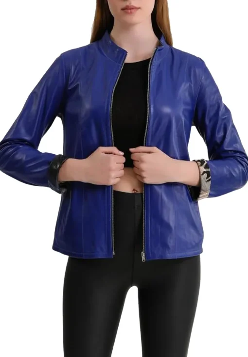 womens-blue-faux-leather-stylish-biker-jacket