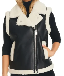 womens-bonded-black-faux-leather-shearling-vest