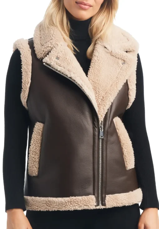 womens-bonded-dark-brown-faux-leather-shearling-vest