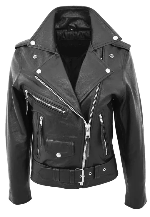 womens-brando-style-black-faux-leather-biker-jacket