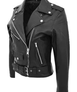 womens-brando-style-black-faux-leather-biker-jacket