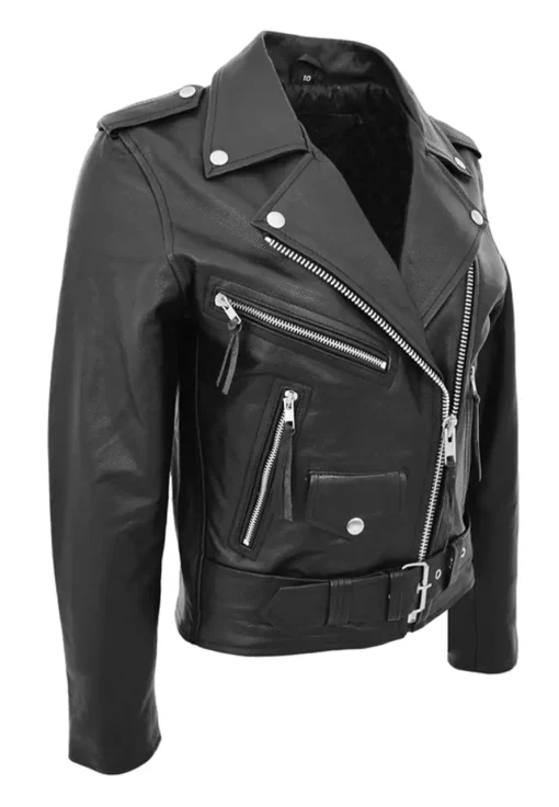 womens-brando-style-black-faux-leather-biker-jacket