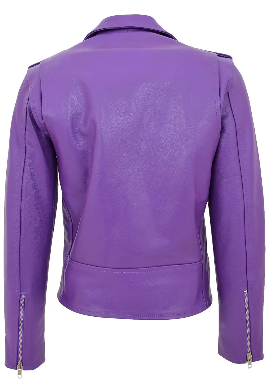 Women's Brando Style Lilac Faux Leather Biker Jacket 2 womens-brando-style-lilac-faux-leather-biker-jacket