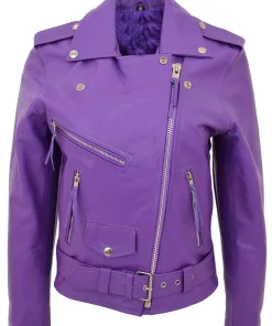 Women's Brando Style Lilac Faux Leather Biker Jacket 8 womens-brando-style-lilac-faux-leather-biker-jacket