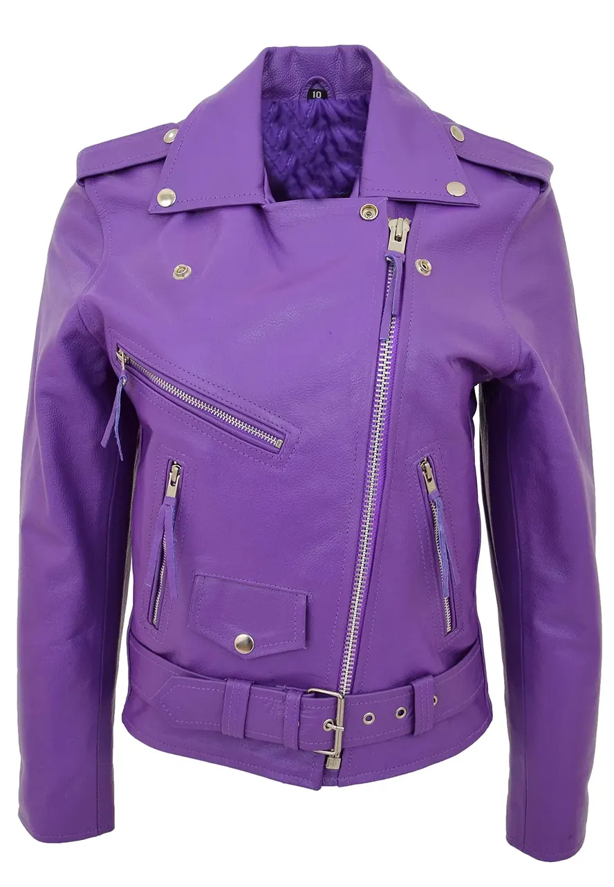 Women's Brando Style Lilac Faux Leather Biker Jacket 3 womens-brando-style-lilac-faux-leather-biker-jacket