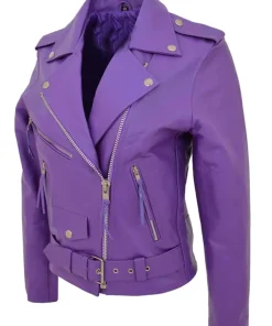 Women's Brando Style Lilac Faux Leather Biker Jacket 9 womens-brando-style-lilac-faux-leather-biker-jacket