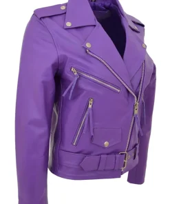 Women's Brando Style Lilac Faux Leather Biker Jacket 10 womens-brando-style-lilac-faux-leather-biker-jacket