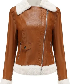 womens-brown-biker-faux-leather-shearling-jacket