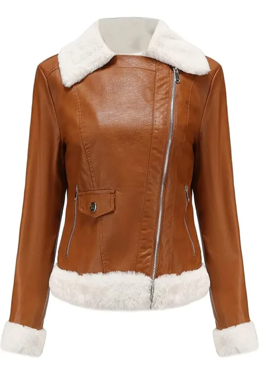 womens-brown-biker-faux-leather-shearling-jacket