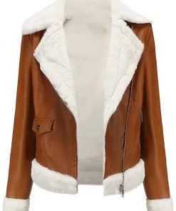 womens-brown-biker-faux-leather-shearling-jacket