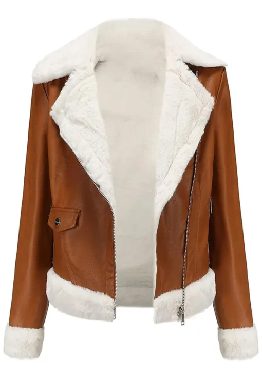 womens-brown-biker-faux-leather-shearling-jacket