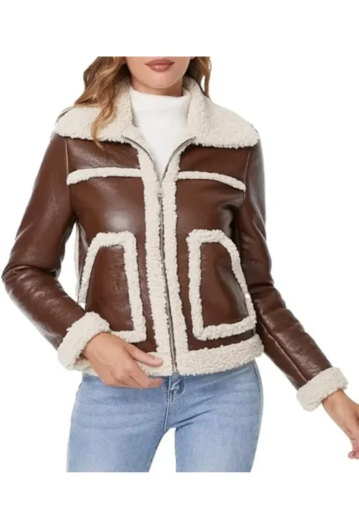 womens-brown-faux-leather-faux-shearling-jacket