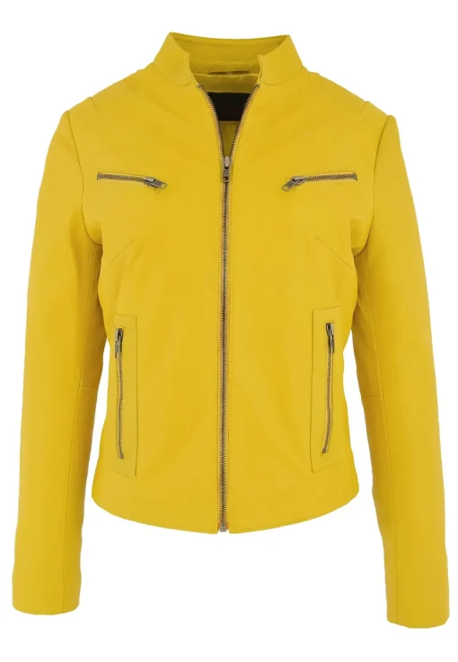 womens-casual-zip-up-yellow-faux-leather-biker-jacket
