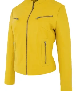womens-casual-zip-up-yellow-faux-leather-biker-jacket