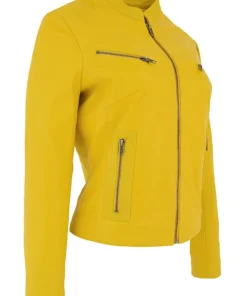 womens-casual-zip-up-yellow-faux-leather-biker-jacket