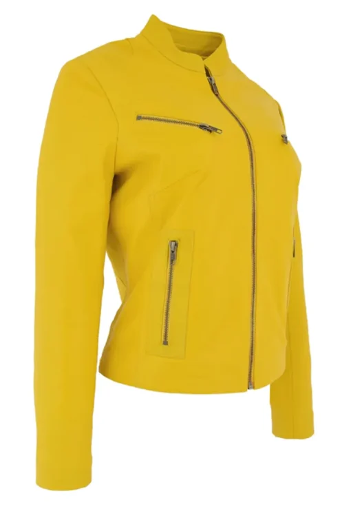 womens-casual-zip-up-yellow-faux-leather-biker-jacket