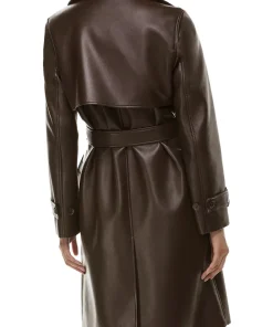 womens-chocolate-brown-faux-leather-single-breasted-coat