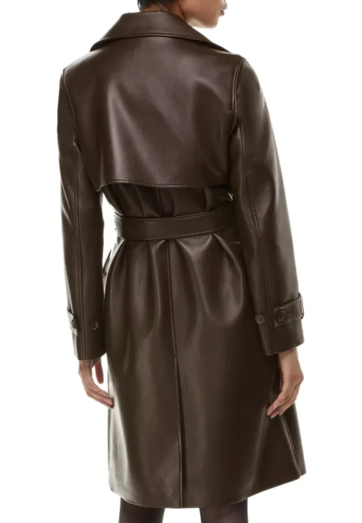 womens-chocolate-brown-faux-leather-single-breasted-coat