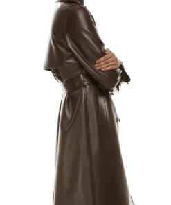 womens-chocolate-brown-faux-leather-single-breasted-coat