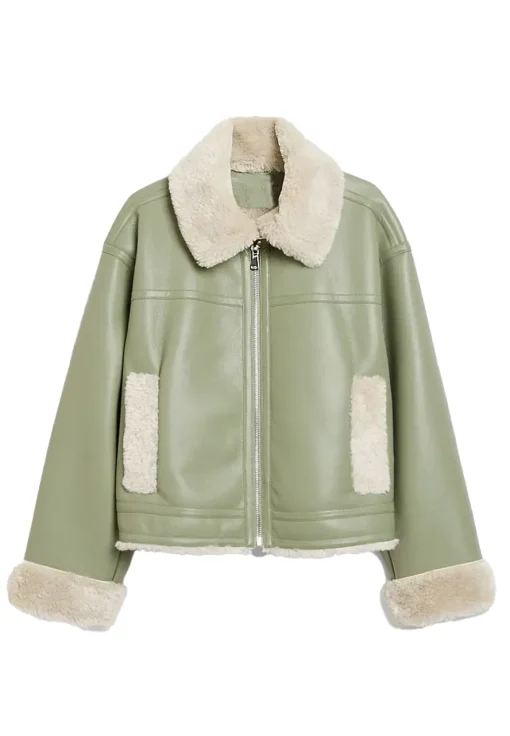 womens-classic-green-faux-leather-shearling-jacket