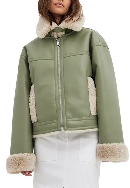 womens-classic-green-faux-leather-shearling-jacket