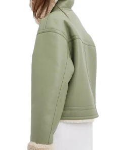womens-classic-green-faux-leather-shearling-jacket