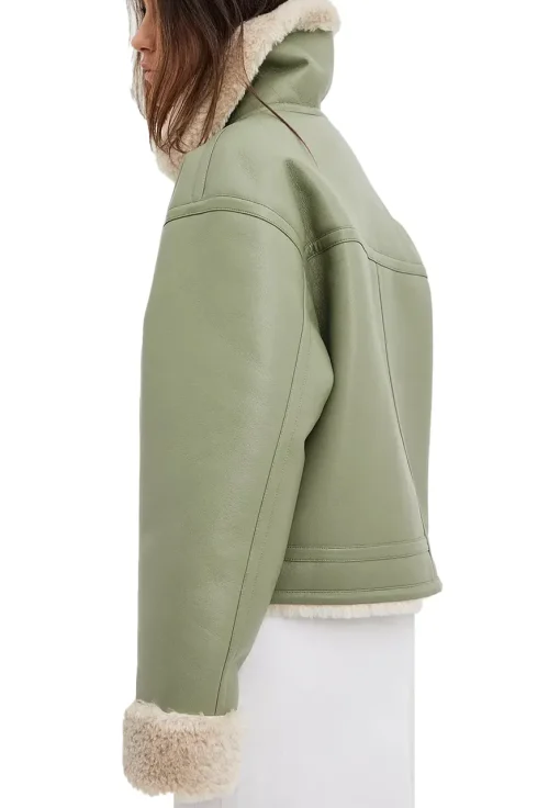 womens-classic-green-faux-leather-shearling-jacket