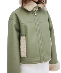 womens-classic-green-faux-leather-shearling-jacket