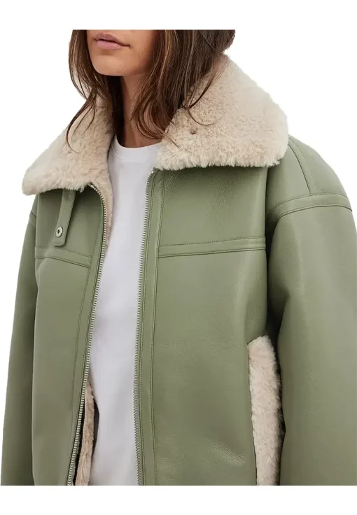 womens-classic-green-faux-leather-shearling-jacket