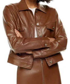 womens-cognac-faux-leather-shirt-jacket