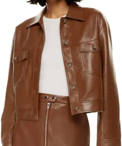womens-cognac-faux-leather-shirt-jacket