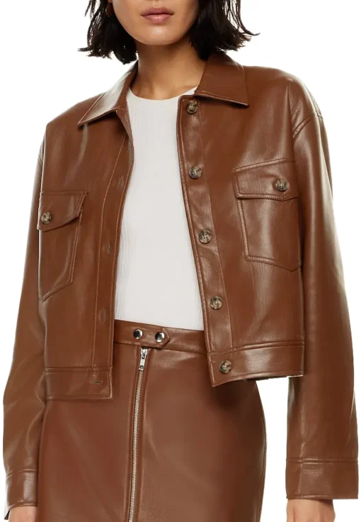 womens-cognac-faux-leather-shirt-jacket