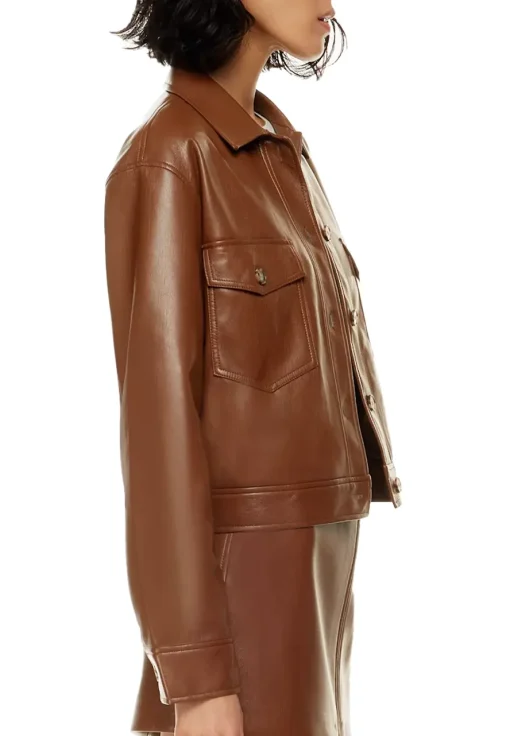 womens-cognac-faux-leather-shirt-jacket
