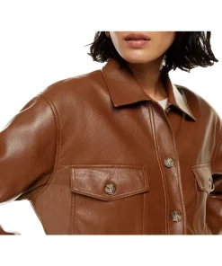 womens-cognac-faux-leather-shirt-jacket