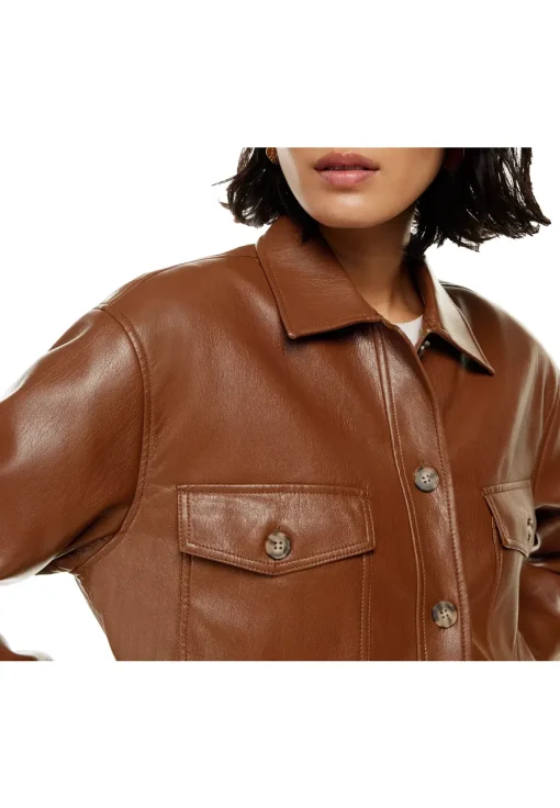 womens-cognac-faux-leather-shirt-jacket