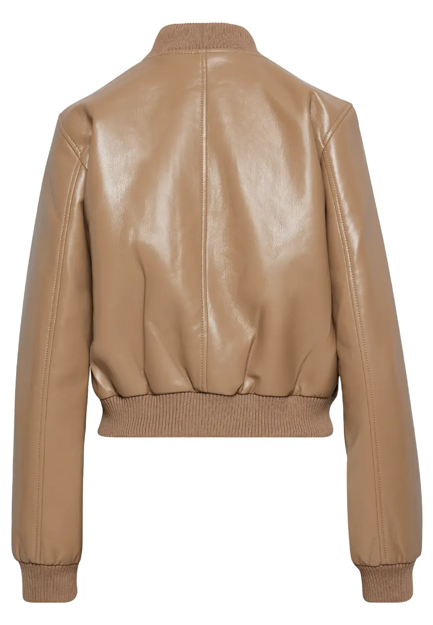 Women's Constant Camel Faux Leather Bomber Jacket 2 womens-constant-camel-faux-leather-bomber-jacket