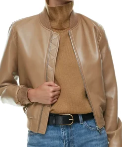 Women's Constant Camel Faux Leather Bomber Jacket 11 womens-constant-camel-faux-leather-bomber-jacket
