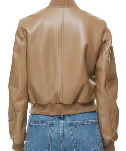 Women's Constant Camel Faux Leather Bomber Jacket 10 womens-constant-camel-faux-leather-bomber-jacket