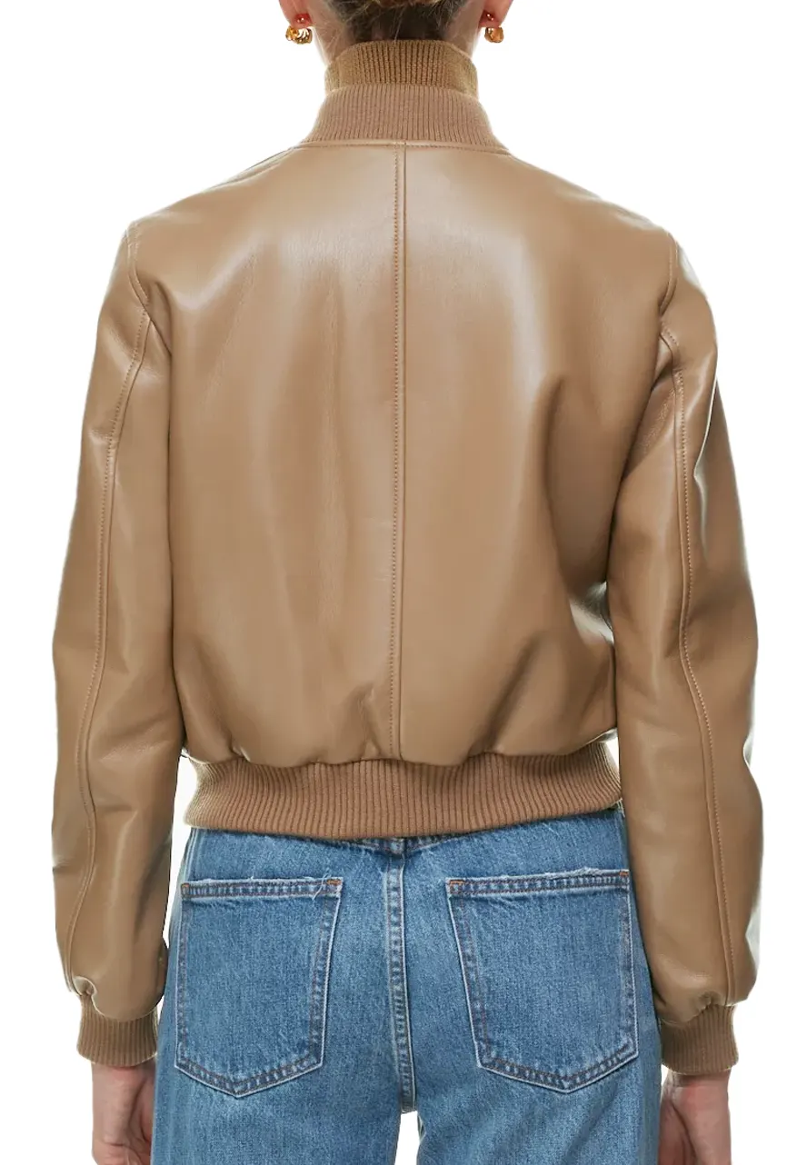 Women's Constant Camel Faux Leather Bomber Jacket 4 womens-constant-camel-faux-leather-bomber-jacket