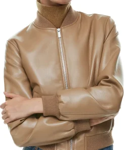 Women's Constant Camel Faux Leather Bomber Jacket 9 womens-constant-camel-faux-leather-bomber-jacket