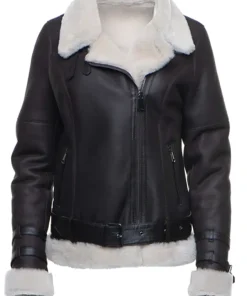 womens-dark-brown-faux-leather-shearling-jacket