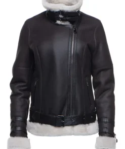 womens-dark-brown-faux-leather-shearling-jacket