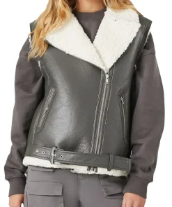 womens-dark-grey-faux-leather-shearling-vest